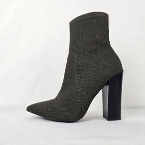 Call it Spring Grey Knit Block Heel Ankle Boots Size 7